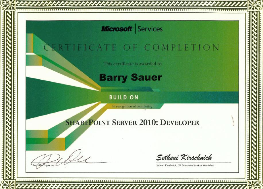 SharePoint 2010 Developer Certificate